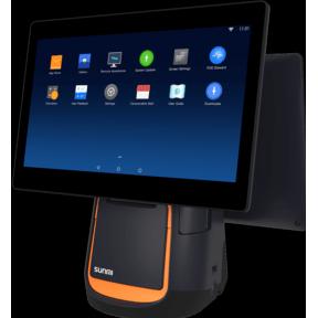 Sunmi T2s EN (15in, 4GB+64GB, WIFI, EU Adapter), Barcode-Scanner, Orange, Schwarz