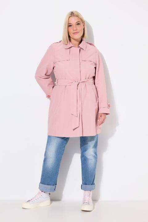 Image du produit Ulla Popken Trench-coat à coupe évasée, col chemise et ceinture nouée (46, 48)