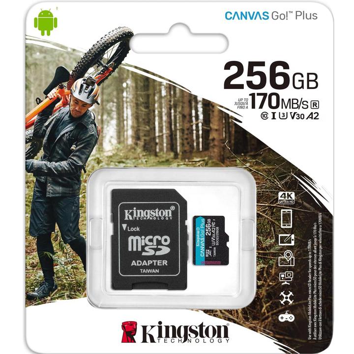 Productafbeelding Kingston Canvas Go! Plus microSD (256 GB, microSDXC, U3, UHS-I)