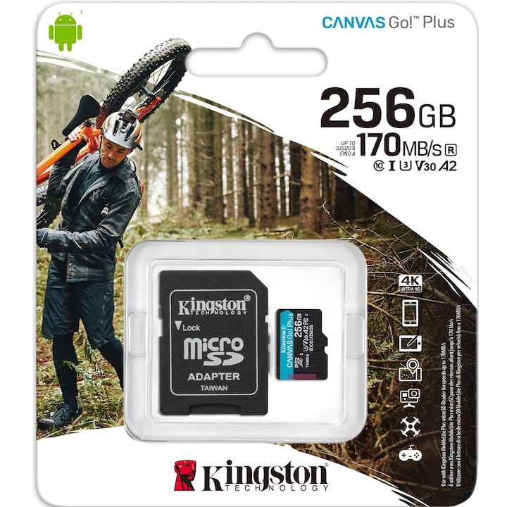 Productafbeelding Kingston Canvas Go! Plus microSD (256 GB, microSDXC, U3, UHS-I)