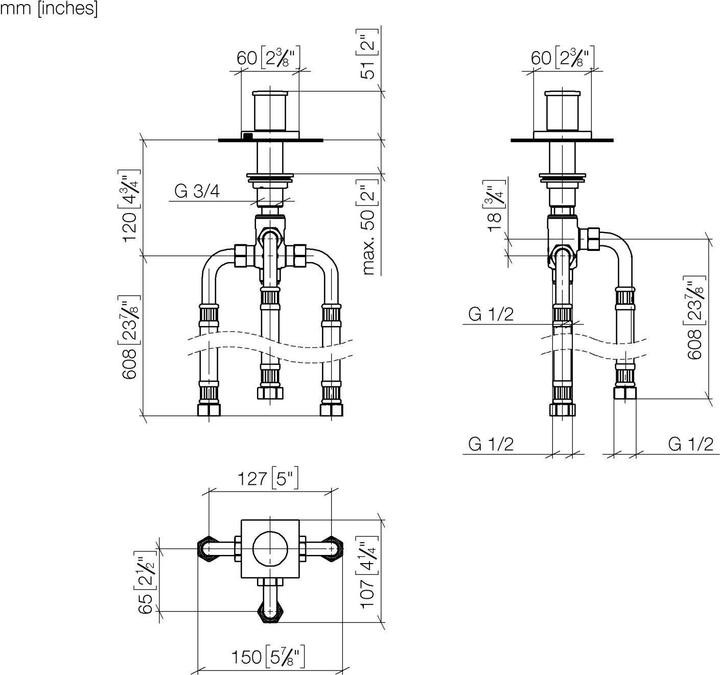 Image du produit Dornbracht déviateur à deux voies pour installation sur le bord de la baignoire ou sur le carrelag
