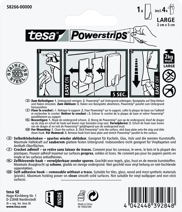 Actual product image tesa Powerstrips Hooks LARGE Metal