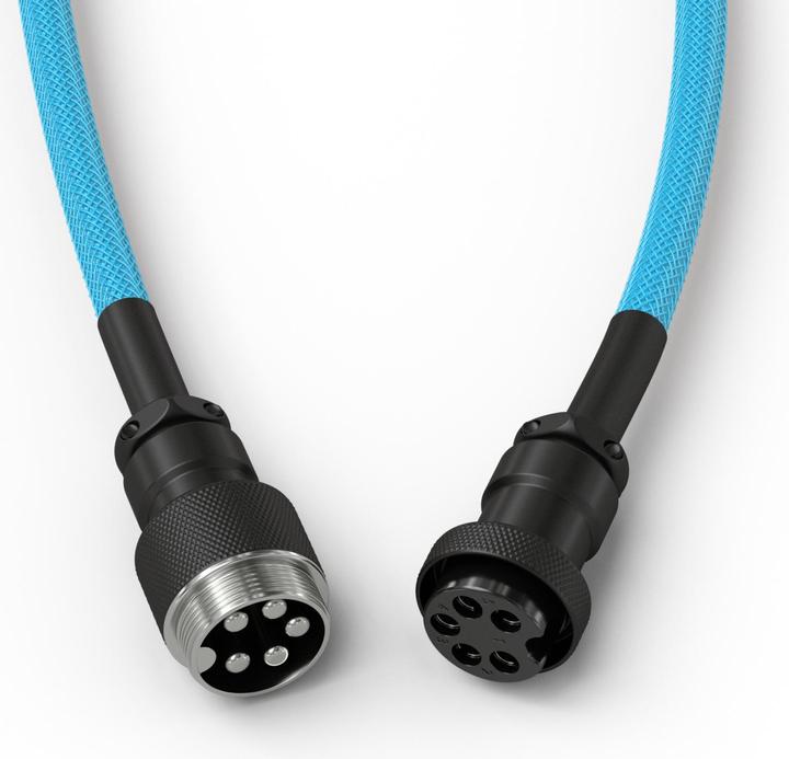 Actual product image Glorious GMMK Coiled Cable Electric Blue, coiled cable, USB-C/USB-A - light blue/black (1.40 m)