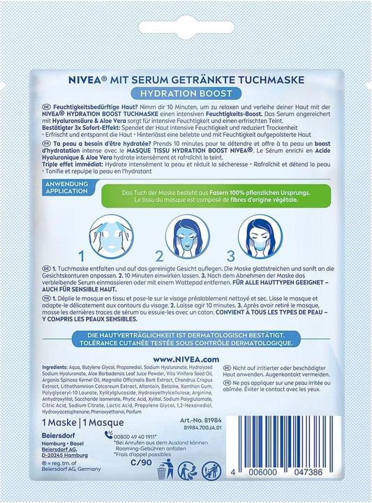 Actual product image NIVEA Hydration Boost Tuchmaske (204 ml)
