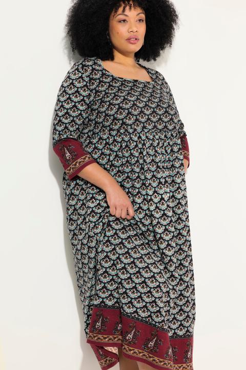 Actual product image Ulla Popken Mixed Print 3/4 Sleeve Jersey Dress (62)