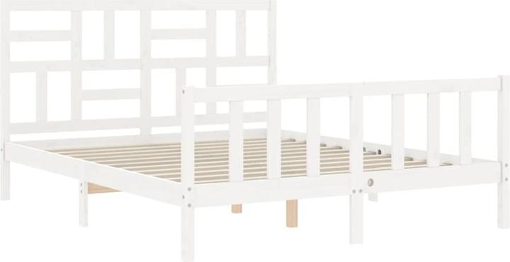 Image du produit vidaXL Massivholzbett mit Kopfteil Weiss 5FT King Size (150 x 200 cm)