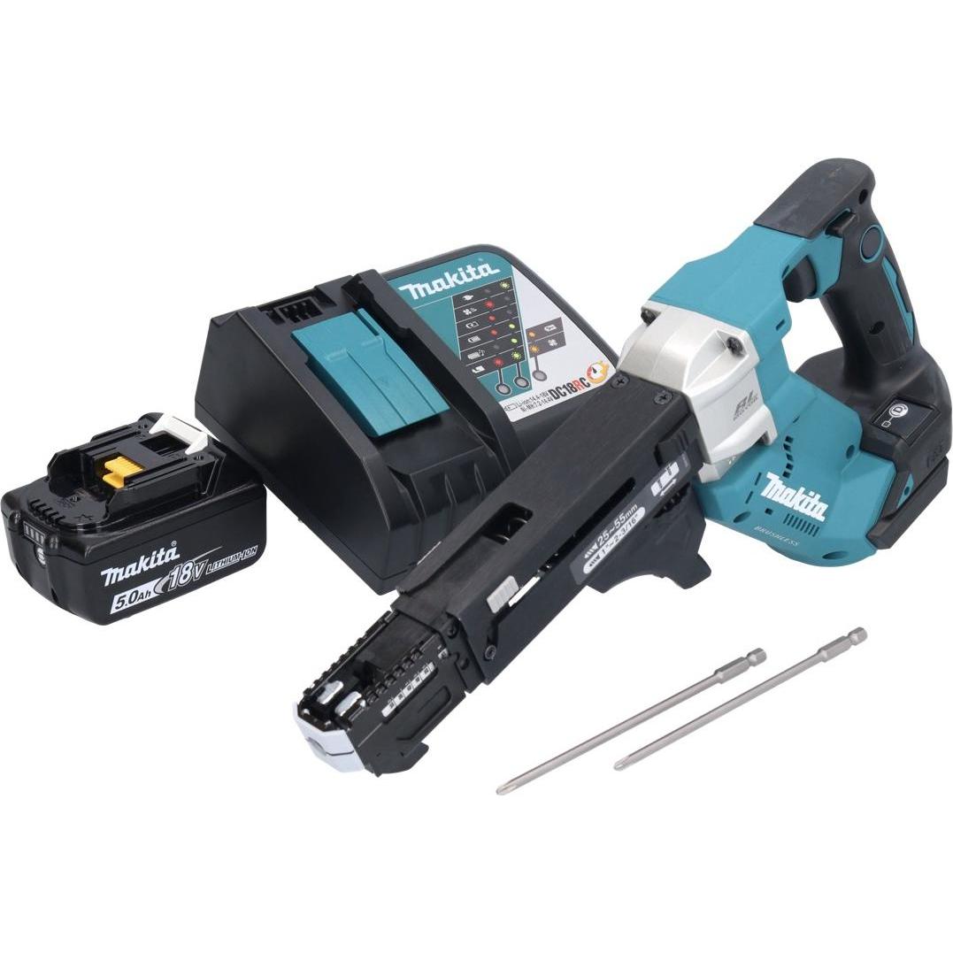 Thumbnail - Makita, Bohrmaschine + Akkuschrauber, DFR 551 RT1 Akku Magazinschrauber 18 V 25 - 55 mm Brushless + 1x Akku 5,0 Ah + Lad...