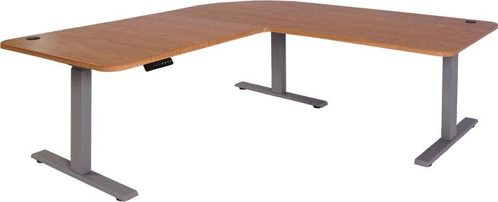 Swisshandel24 Eck-Schreibtisch, Computertisch, elektrisch höhenverstellbar Memory 178x178cm 84kg braun Struktur