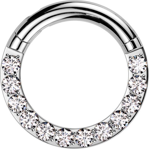 Image du produit Star Piercing Segmentring klappbar silber front Kristalle silber (Titane G23, sans laiton)