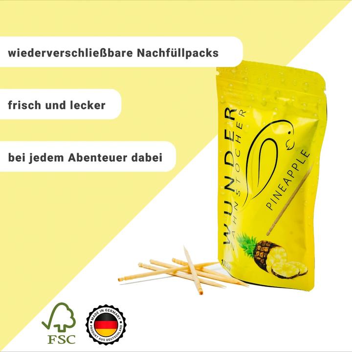 Actual product image Wunder Zahnstocher Refill Pineapple Flavoured Toothpicks (100x)