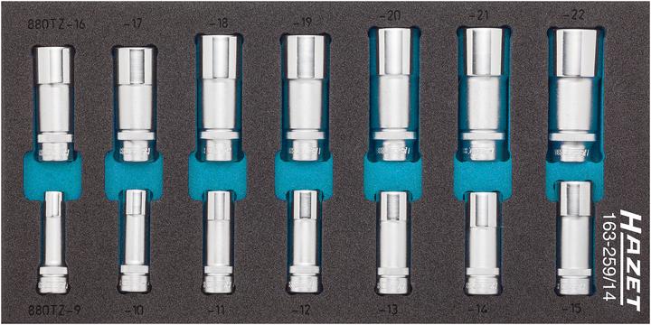 Image du produit HAZET Jeu de clés à douilles 163-259/14 ∙ Carré creux 10 mm (3/8 pouce) ∙ Profil Traction à 12 pans… (10 mm, 11 mm, 12 mm, 13 mm, 14 mm, 15 mm, 16 mm, 17 mm, 18 mm, 19 mm, 20 mm, 21 mm, 22 mm)