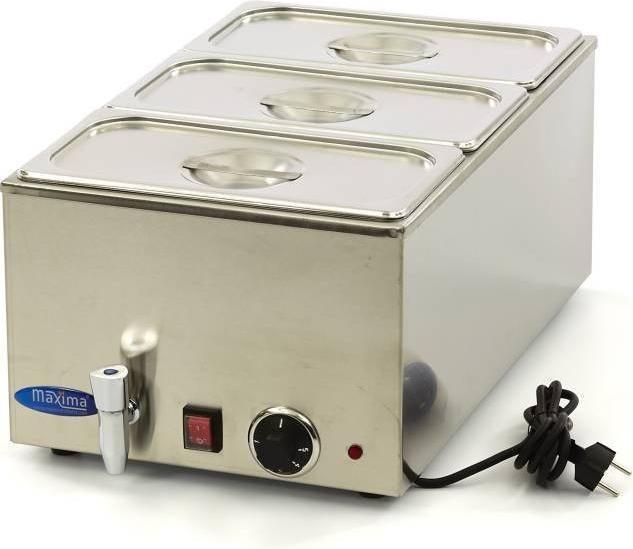 Maxima Elektrische Bain Marie mit Tapkraan, Gastronormbakken und Warmhaltefunktion