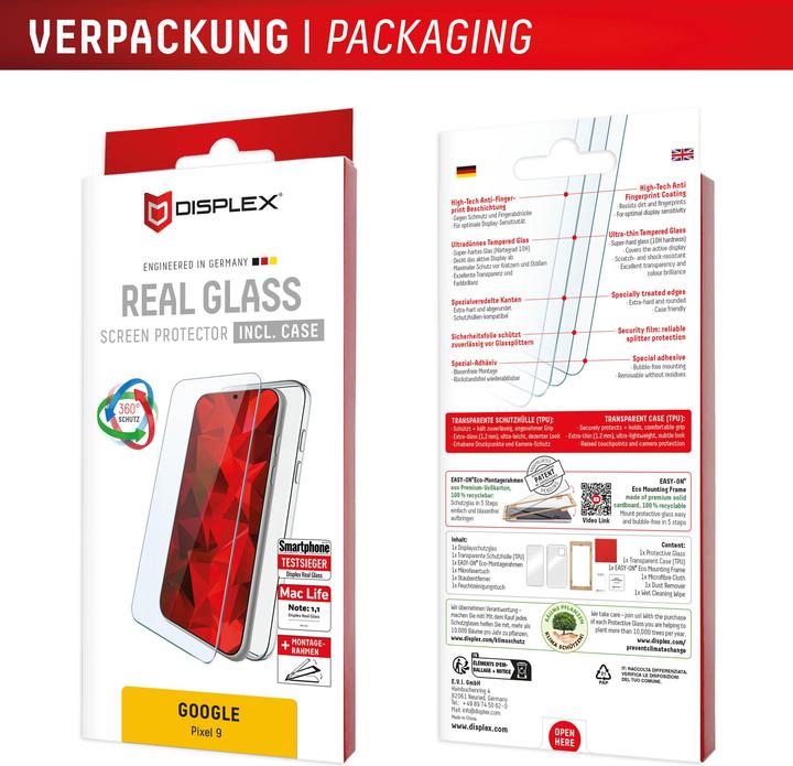 Produktbild Displex Real Glass + Case (1 Stk., Google Pixel 9)