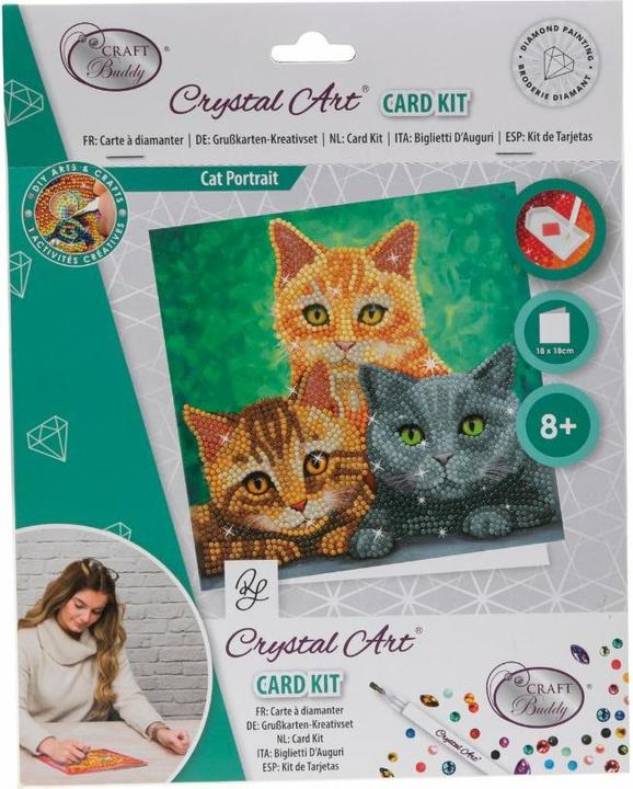 Actual product image Craft Buddy Cats, 18x18cm Crystal Art Card