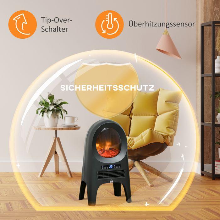 Image du produit Swisshandel24 Radiateur soufflant céramique 3 modes avec minuterie 2000 W Chauffage électrique avec flammes LED (2000 W)