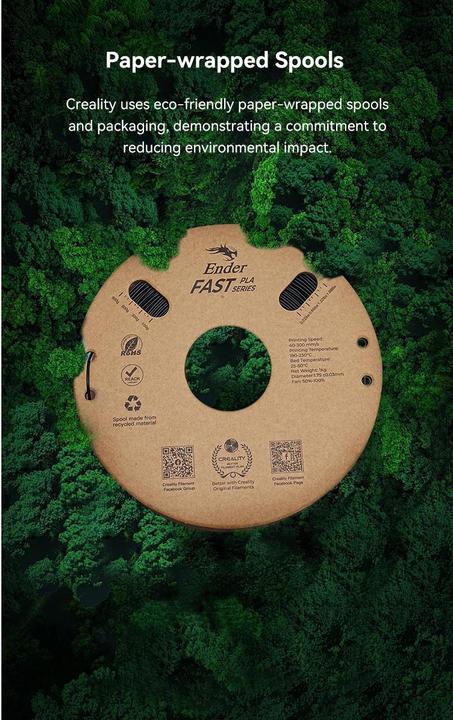 Actual product image Creality Filament PLA Fast Black (PLA, 1.75 mm, 1000 g, Black)