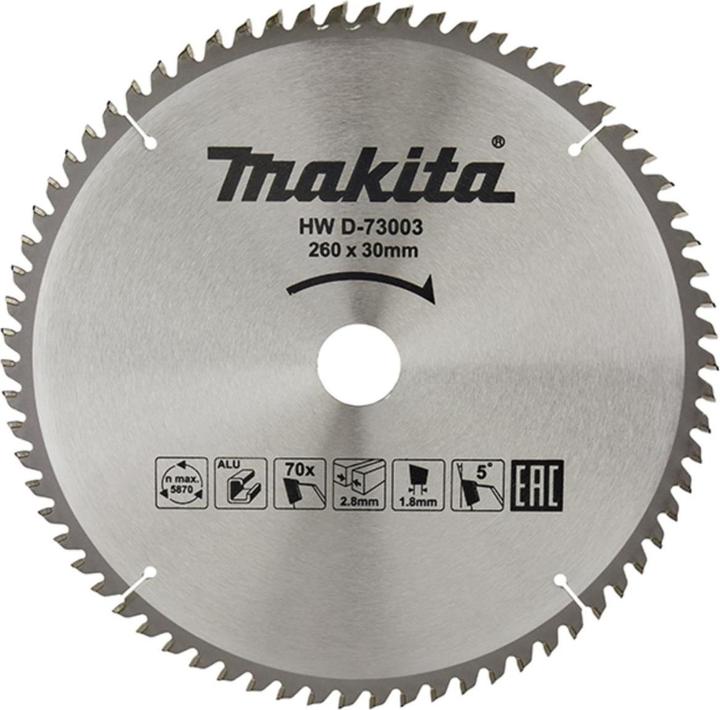 Image du produit Makita D-73003 T.C.T. pjūklas 260X2.8X30mm 5° T70 aliuminio pjovimui