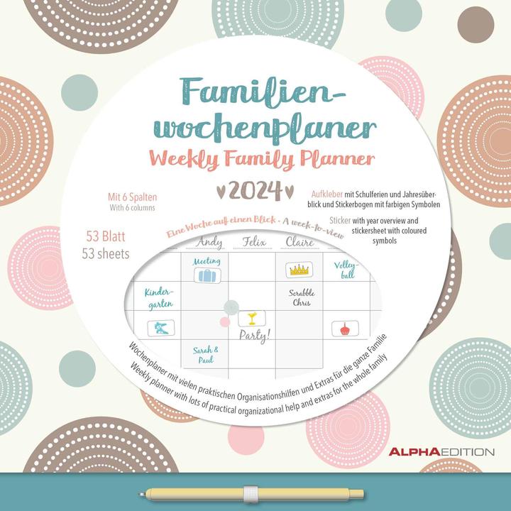 Produktbild Alpha Edition Familien Wochenkalender Dots 2024 - Familien-Timer - Termin-Planer - Kinder-Kalender - (Deutsch)