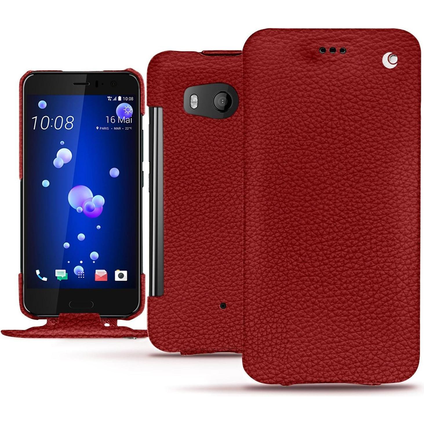 Noreve Lederschutzhülle vertikal (HTC U11), Smartphone Hülle, Rot