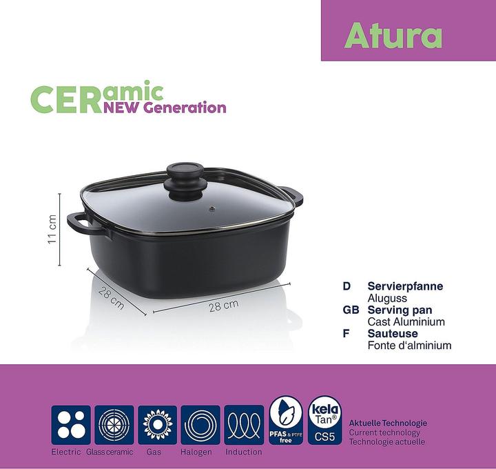 Produktbild Kela Quadratische Keramikschale + Deckel Atura (Bratpfanne, Aluminiumguss)