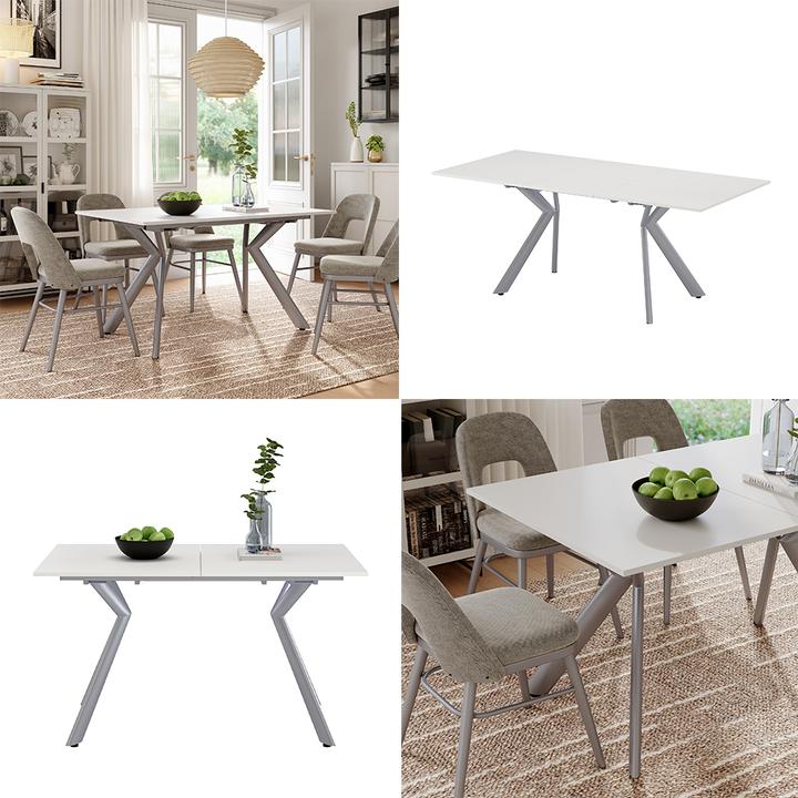 Produktbild Vicco Esstisch Trill, Weiss/Grau, 140 x 90 cm ausziehbar (140 x 76 x 90 cm)