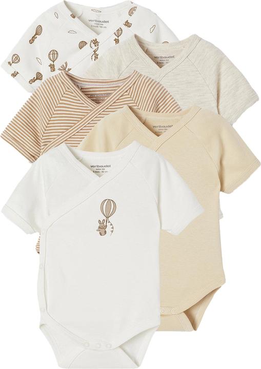 Actual product image Vertbaudet Bio-Kollektion: 5er-Pack Baby Kurzarm-Bodys mit Heissluftballon (68)