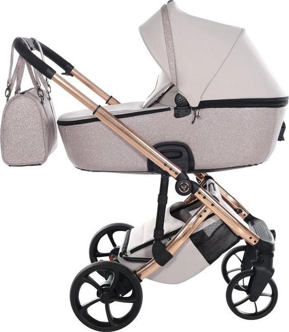 Junama Kinderwagen Glitter V3, 2in1, Farbe 01 Beige / Rosegold