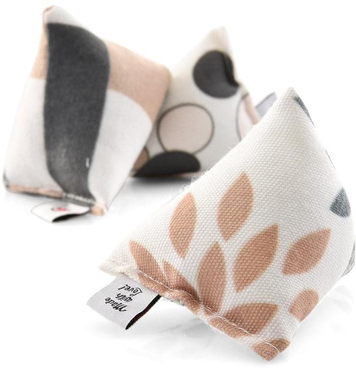 Actual product image CanadianCat Valerian Toy Mini Pyramids, Set of 3, Beige (Cat ball toy)