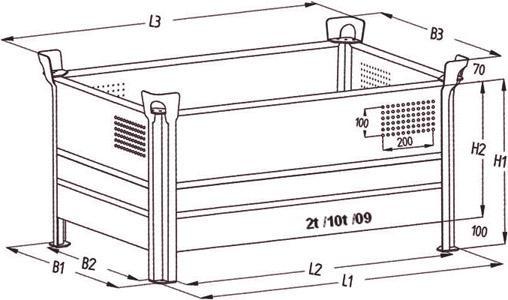 Immagine prodotto Heson-Werk Contenitori impilabili in lamiera d'acciaio, design basso, pareti chiuse