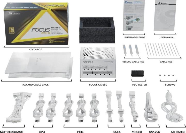 Produktbild Seasonic Focus GX-850 V4 850W ATX3.0 white (850 W)