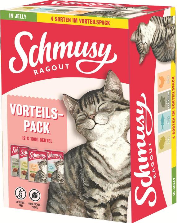 Produktbild Schmusy Nassfutter Ragout Multipack Jelly, 12 x 100 g (Adult, 12 Stk., 1200 g)