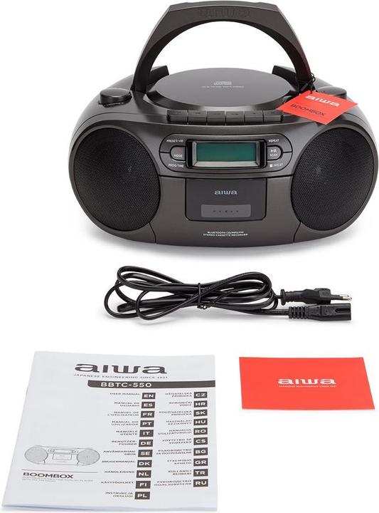 Actual product image Aiwa BBTC-550BK portable stereo system Digital Black (FM, PLL, Bluetooth, Radio Frequency (RF))