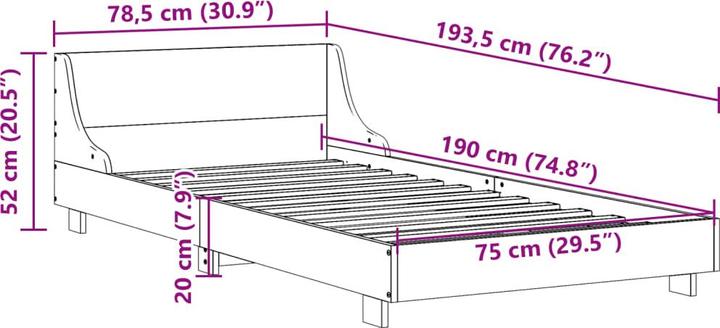 Actual product image vidaXL Bettrahmen (75 x 190 cm)