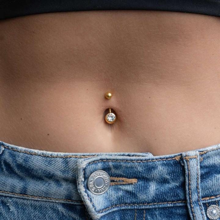 Produktbild Bijouteria Bauchpiercing (Chirurgenstahl 316L, Premium Kristall, PVD Beschichtung (goldfarbig))