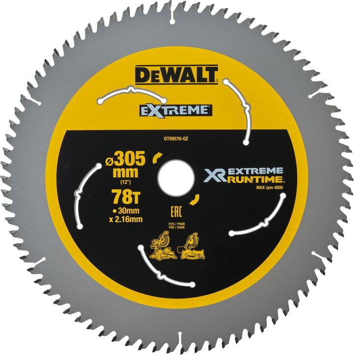 Actual product image DeWalt FLEXVOLT Mitre Saw Blade 305mmX30mmX78T
