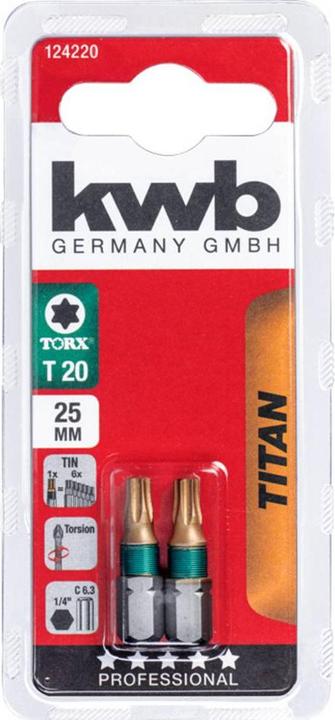 Immagine prodotto kwb Titan 1/4" T 20, 2 pz. (Presa esagonale TX M20)