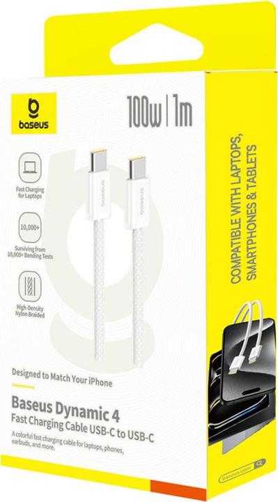Produktbild Baseus USB-C to USB-C Cable Dynamic 4 Series, 100W, 5A, 1m, White (1 m, 100 W)