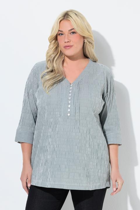 Actual product image Ulla Popken Textured Stripe Pintuck Blouse (54)