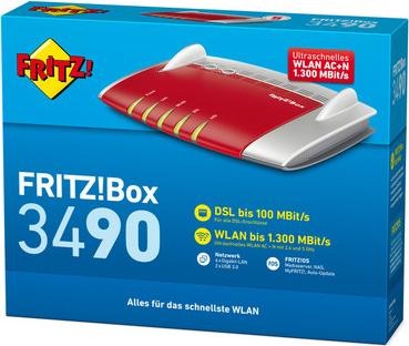 Actual product image AVM FRITZ!Box 3490 - integrated VDSL and ADSL/ADSL2+ modem - dual WLAN AC + N 1.300MBit/s (5GHz) +...