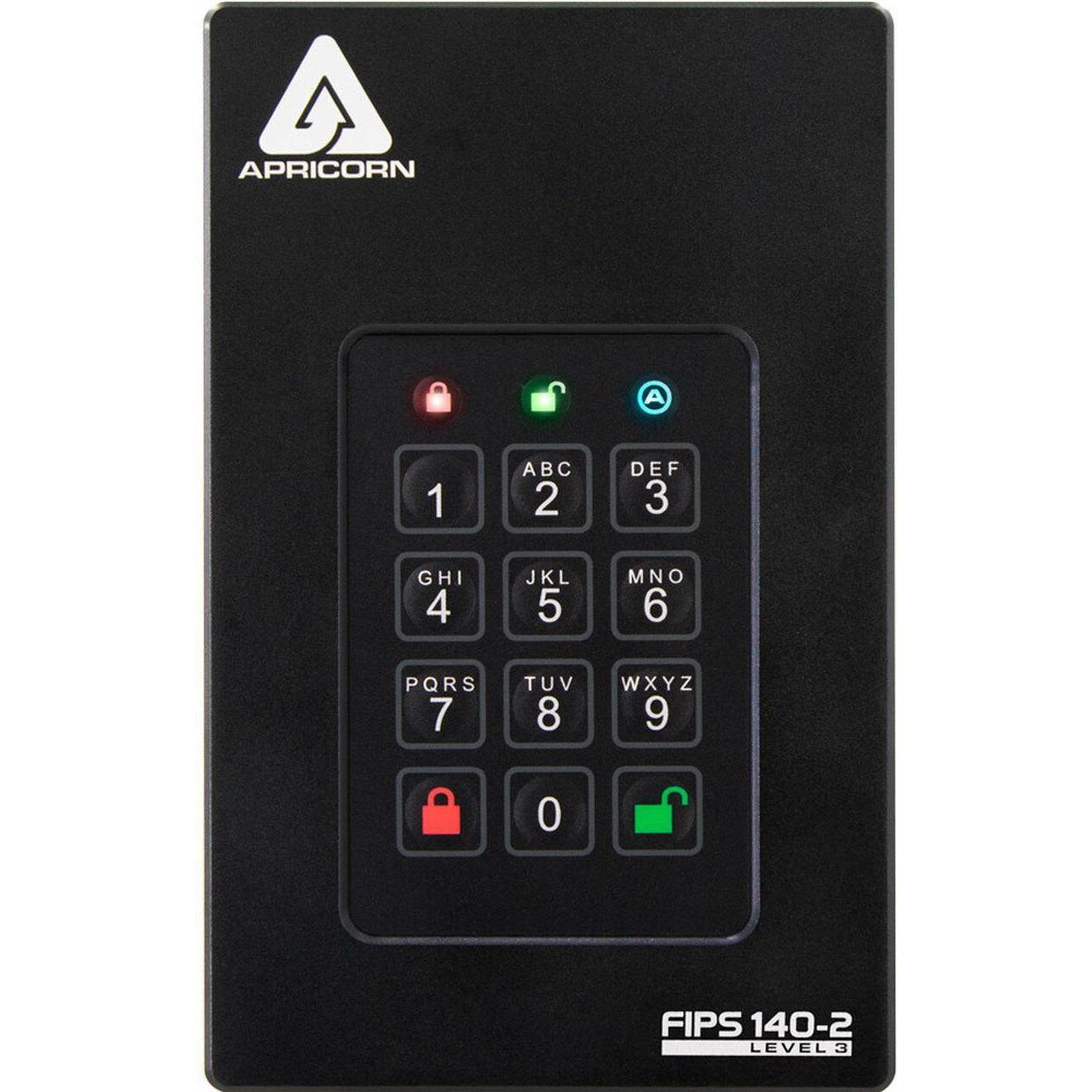 Apricorn Aegis Fortress L3 - 4 TB SSD - extern (tragbar) (4000 GB), Externe SSD, Schwarz