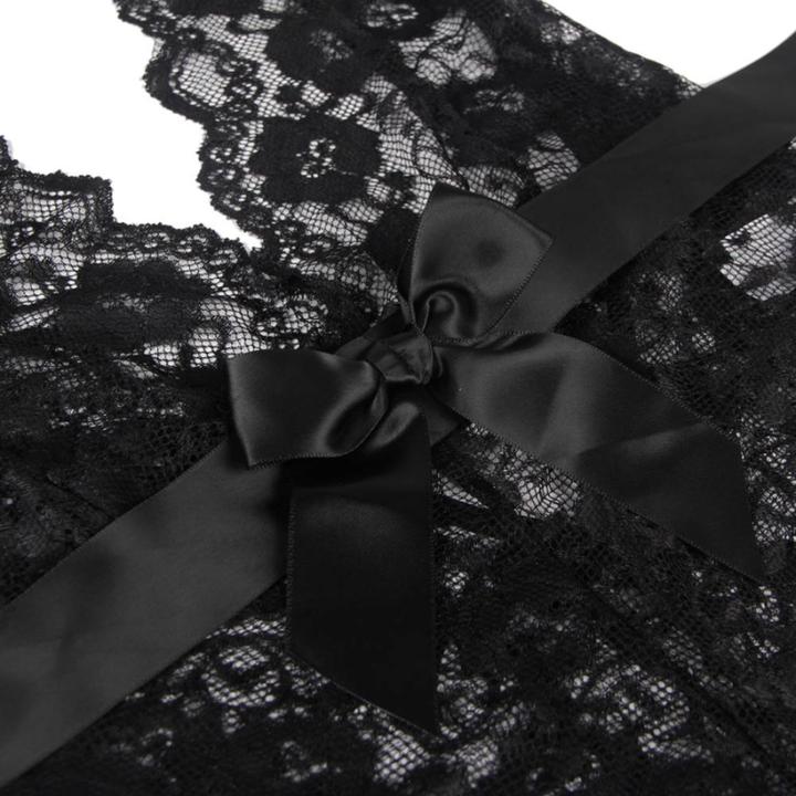 Actual product image Queen Lingerie Deep V Skirtless Lace Teddy S/M (M, S)