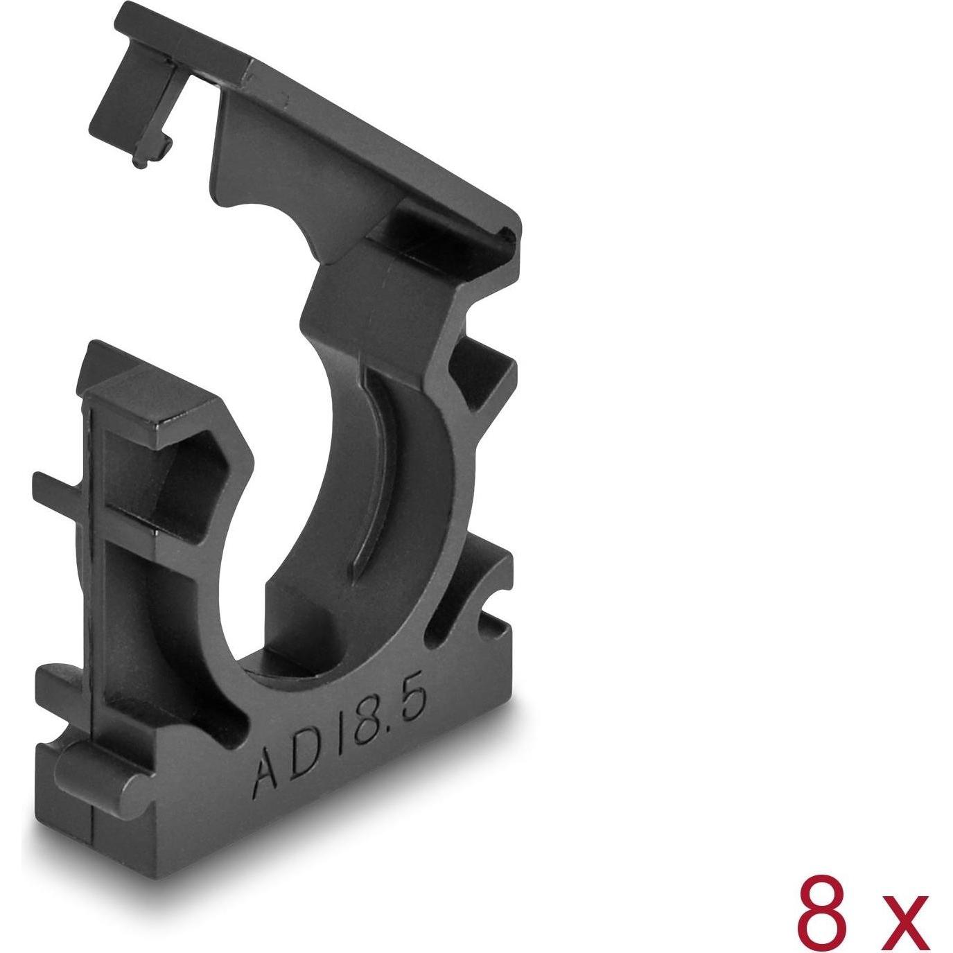 Delock, Kabelschutz + Kabelführung, Kabelschlauchhalter 18.5 mm, 8 Stück, Schwarz (Kabelschlauch, 35 mm)