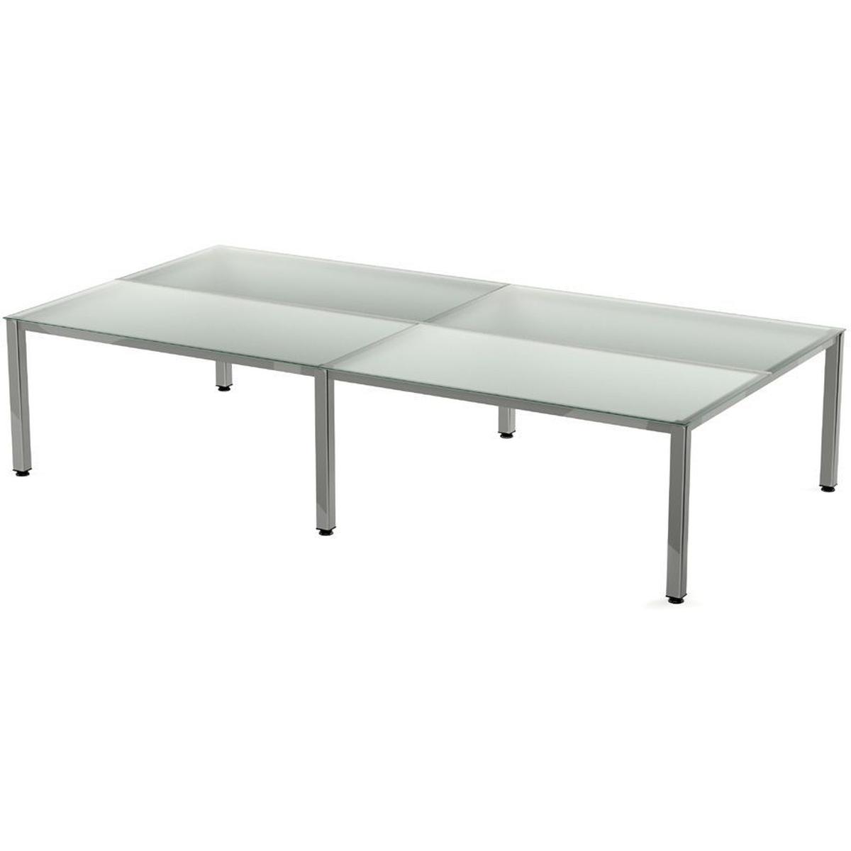 Rocada, Schreibtisch, Mehrfacharbeitstisch Executive BxTxH 360x163x73cm Gestell verchromt Platte Glas satiniert