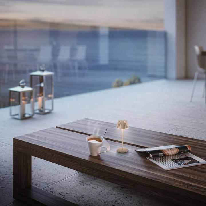 Immagine prodotto Briloner Brilo unplugged RIFFLE Akku Nano Tischleuchte mit Lichtkante - Beige (130 lm)