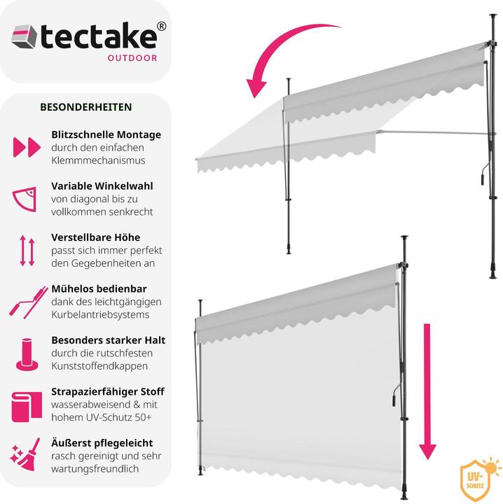 Produktbild tectake Klemmmarkise (3.50 m)