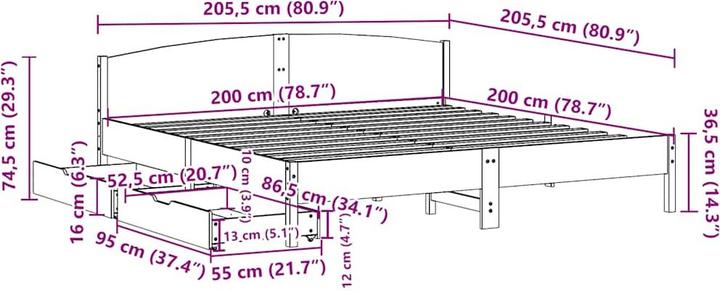 Image du produit vidaXL Bettgestell (200 x 200 cm)