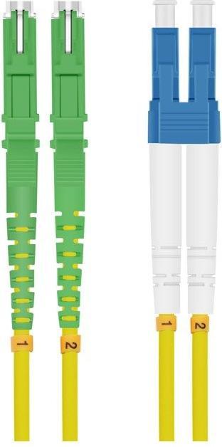 Produktbild Helos fiber optic cable E2000® APC (LSH) / LC Duplex 9/125 OSm OS2 yellow 5.0 m (UTP, CAT6, 5 m)