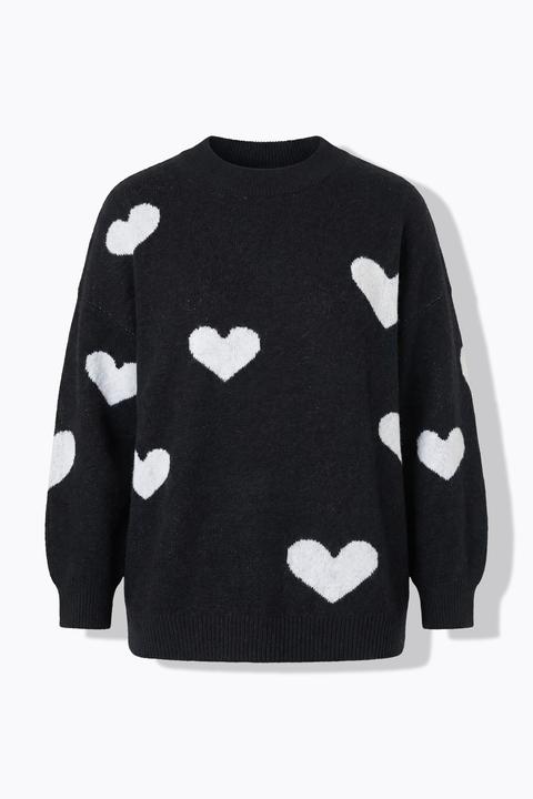 Produktbild Studio Untold Pullover, oversized, HEARTS-Muster, Ballon-Langarm (46, 48)
