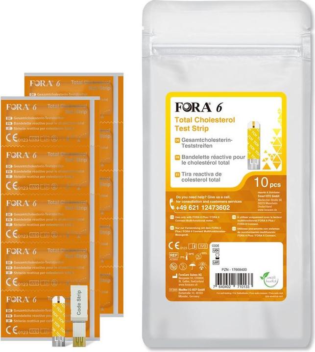 Image du produit Fora 6 Bandelettes de test – cholestérol total (Bandelette réactive)
