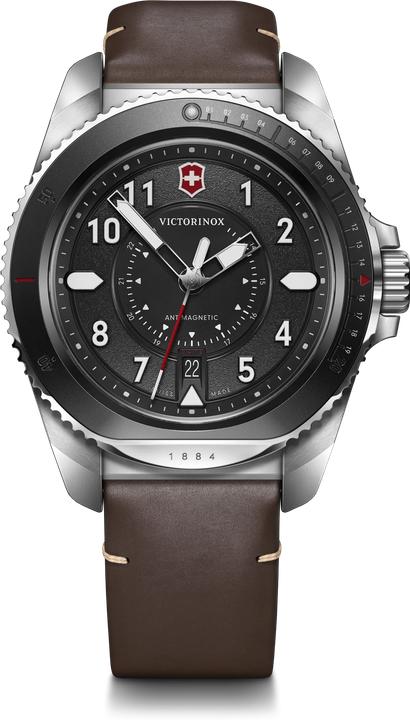 Productafbeelding Victorinox Journey 1884, Duikershorloge, Herenhorloge, 43 cm, Zwarte wijzerplaat, Bruine leren band (Duikhorloge, 43 mm)